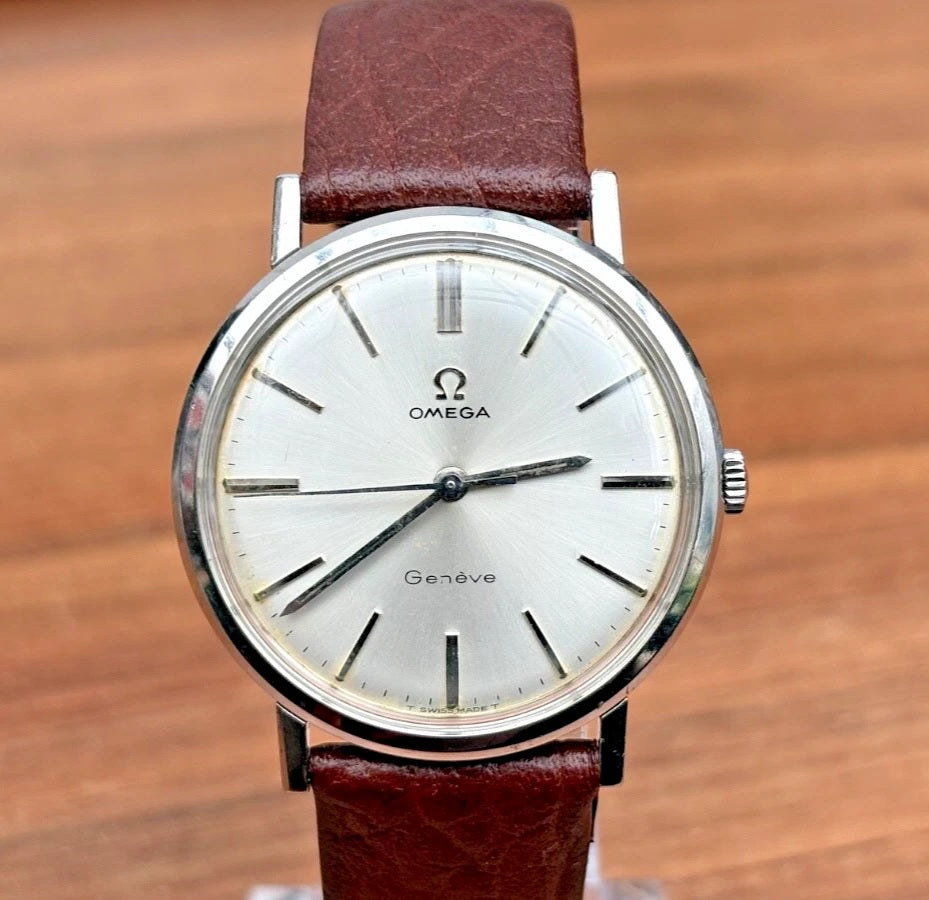 omega mens watch brown strap