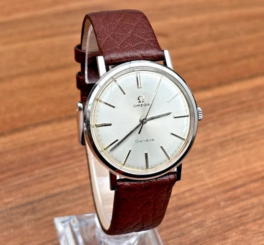 omega mens watch brown strap